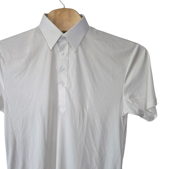 Collars & Co Mens Dress Collar Polo Shirt White Large Polyester Short Sleeve